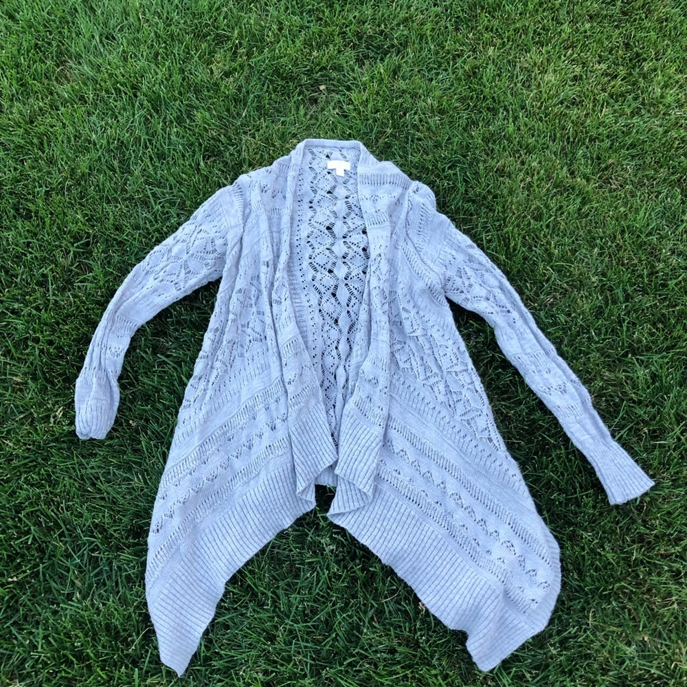Women's Gray Open-Front Sweater